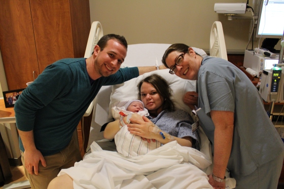 This is us with Dr. Cheryl Short, who delivered Elliott. We really like Dr. Short and were very glad that she was the one that delivered our little guy. 